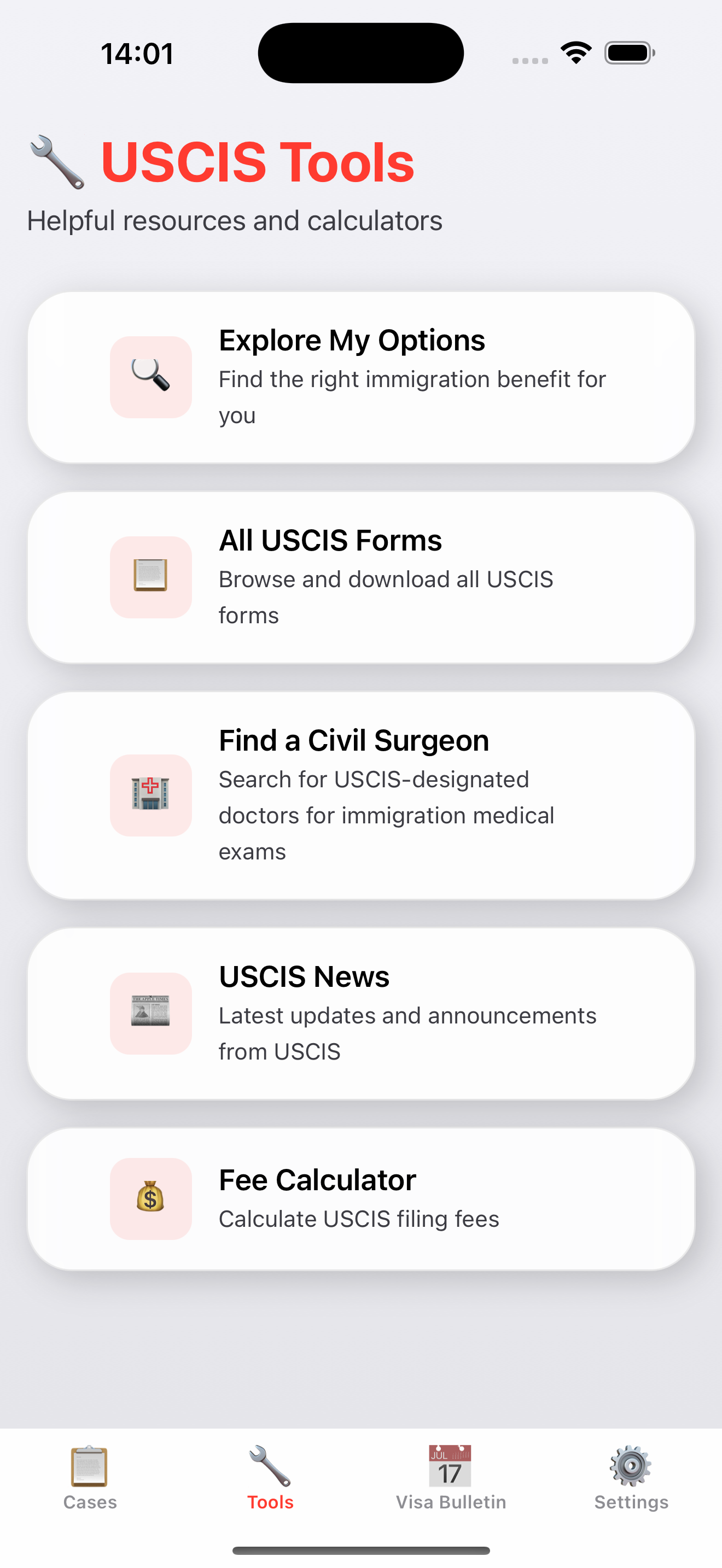 USCIS Tools - Fee Calculator and Forms Library